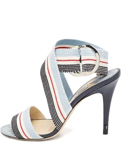 Pre-owned Jimmy Choo Striped Buckle Sandals In Blue