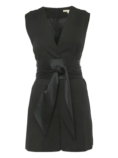Pre-owned Maje Sleeveless Belted-waist Dress In Black