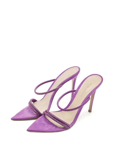 Pre-owned Gianvito Rossi Leather Crystal-embellished Sandals In Purple
