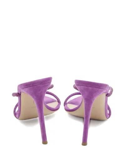 Pre-owned Gianvito Rossi Leather Crystal-embellished Sandals In Purple