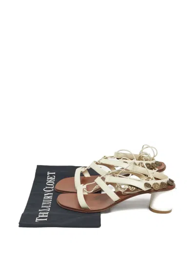 Pre-owned Dior Strap Leather Sandals In Neutral