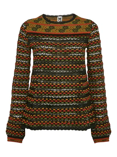 Pre-owned Missoni Floral Print Knit Sweater In Green