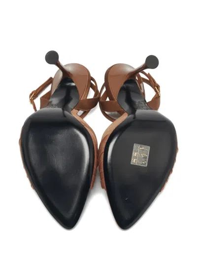 Pre-owned Saint Laurent Lola Ankle-strap Sandals In Brown