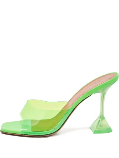 Pre-owned Amina Muaddi 95mm Lupita Heeled Sandals In Green
