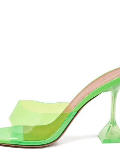 Pre-owned Amina Muaddi 95mm Lupita Heeled Sandals In Green