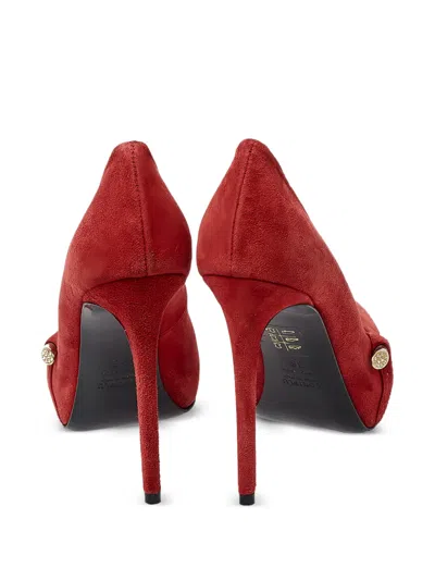 Pre-owned Loriblu 110mm Suede Pumps In Red