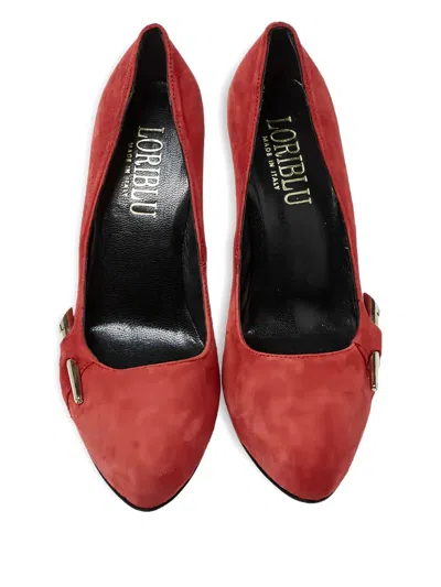 Pre-owned Loriblu 110mm Suede Pumps In Red