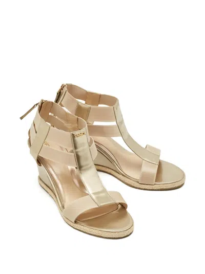 Pre-owned Fendi T-strap Round-toe Espadrilles In Neutral