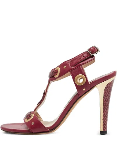 Pre-owned Jimmy Choo 100mm T-bar Sandals In Red
