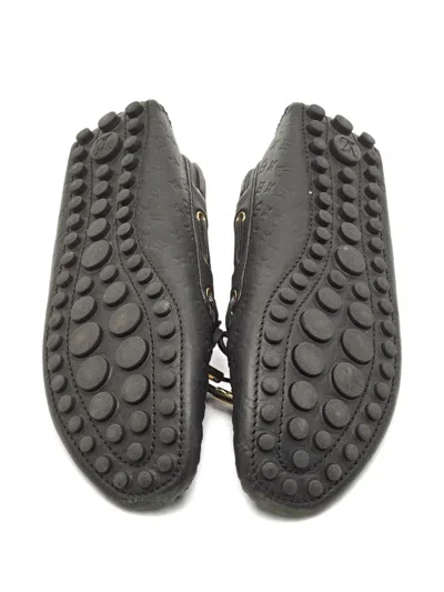 Pre-owned Louis Vuitton Gloria Debossed-monogram Leather Loafers In Black