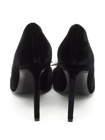 Pre-owned Tom Ford 120mm Bow-detail Velvet Pumps In Black