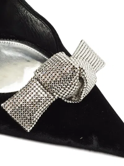 Pre-owned Tom Ford 120mm Bow-detail Velvet Pumps In Black