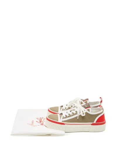 Pre-owned Christian Louboutin Pedro Platform Canvas Sneakers In Neutral