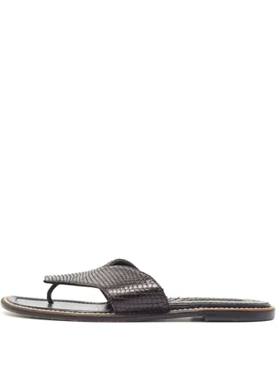 Pre-owned Manolo Blahnik Leather Sandals In Black