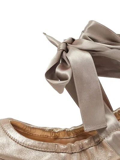 Pre-owned Tod's Vintage  Nubuck-leather Ribbon-fastening Ballet Flats In Neutral