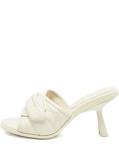 Pre-owned Dior 90mm Quilted Leather Sandals In White
