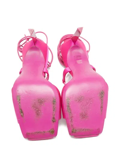 Pre-owned Attico  100mm Strappy Sandals In Pink