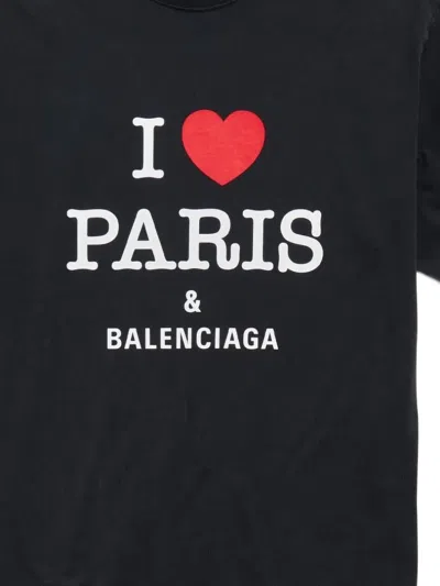 Balenciaga Heart-print T-shirt In Black