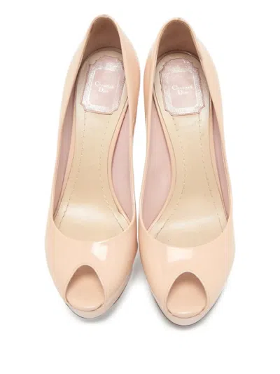 Pre-owned Dior 135mm Leather Peep-toe Pumps In Pink