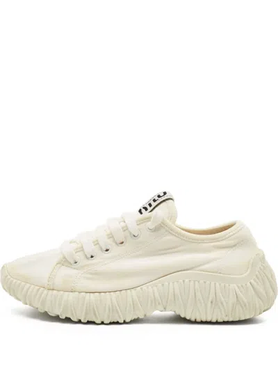 Pre-owned Miu Miu Canvas Rubber Sneakers In White