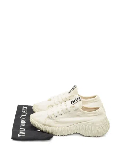 Pre-owned Miu Miu Canvas Rubber Sneakers In White
