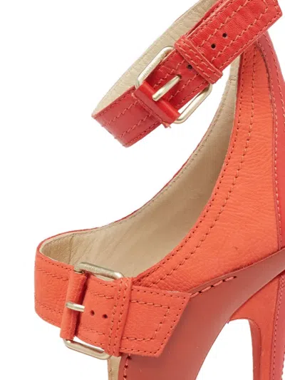Pre-owned Jimmy Choo 150mm Buckled Platform Sandals In Orange