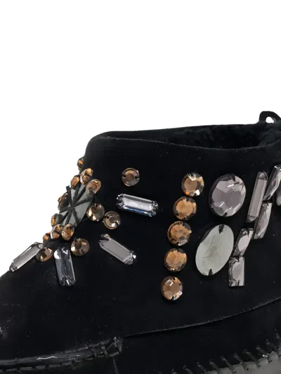 Pre-owned Tory Burch Embellished Suede Boots In Black