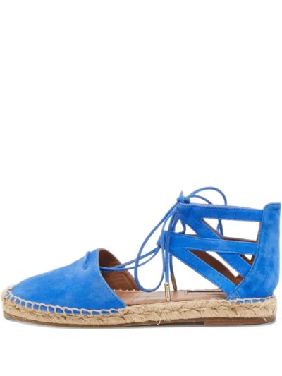 Pre-owned Aquazzura Lace-up Suede Espadrilles In Blue