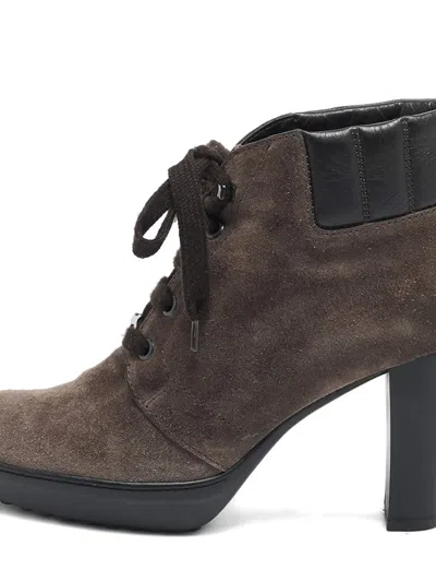 Pre-owned Tod's Vintage 95mm Suede Ankle Boots In Brown