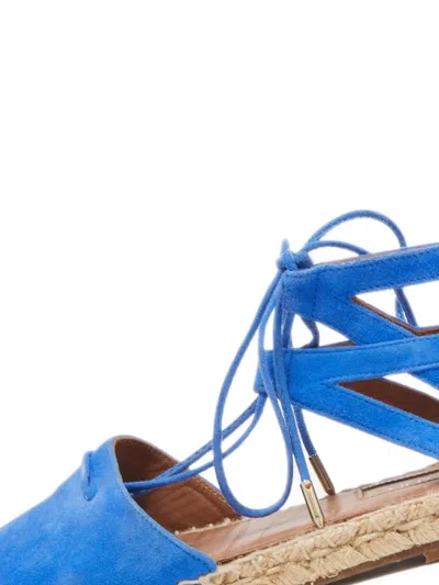 Pre-owned Aquazzura Lace-up Suede Espadrilles In Blue