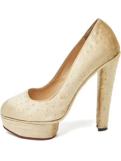 Pre-owned Charlotte Olympia 2024 150mm Dolly Platform Pumps In Gold