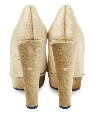 Pre-owned Charlotte Olympia 2024 150mm Dolly Platform Pumps In Gold