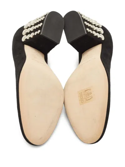 Pre-owned Sergio Rossi Vintage 75mm Studded Block-heel Pumps In Black