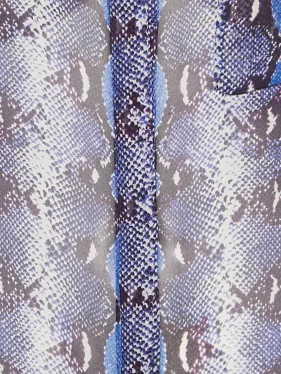 Pre-owned Diane Von Furstenberg Vintage Snakeskin-print Silk Shirt In Blue