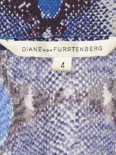 Pre-owned Diane Von Furstenberg Vintage Snakeskin-print Silk Shirt In Blue
