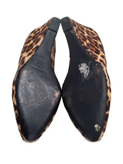 Pre-owned Brian Atwood 90mm Leopard-print Pony-hair Wedge Pumps In Brown