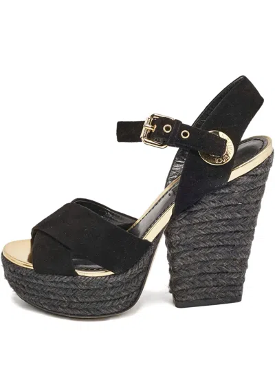 Pre-owned Louis Vuitton 2024 Suede Rope Sandals In Black