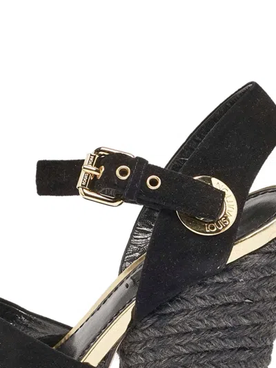 Pre-owned Louis Vuitton 2024 Suede Rope Sandals In Black