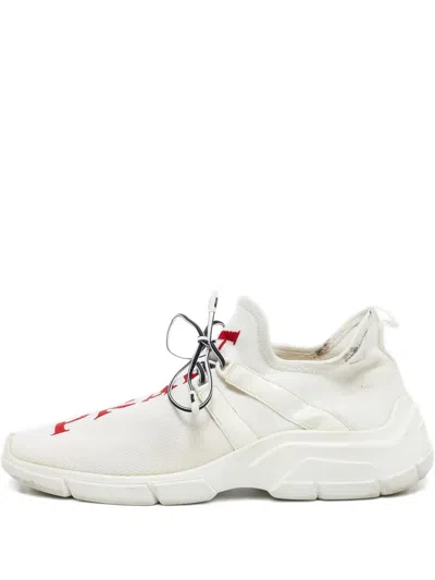 Pre-owned Prada Knit-fabric Sneakers In White
