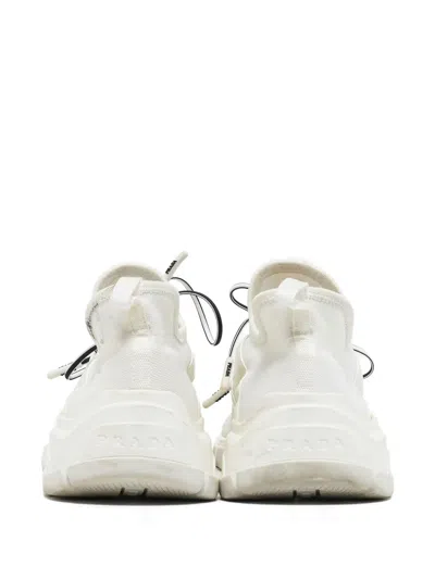 Pre-owned Prada Knit-fabric Sneakers In White