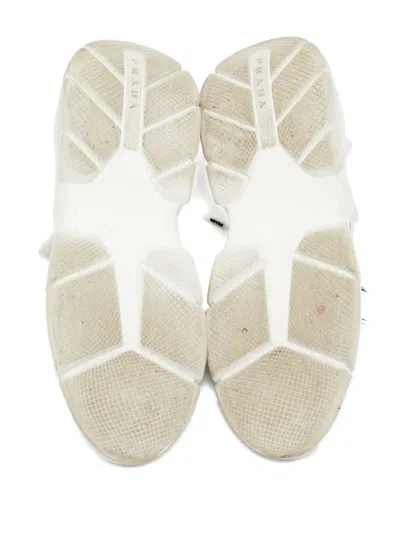 Pre-owned Prada Knit-fabric Sneakers In White
