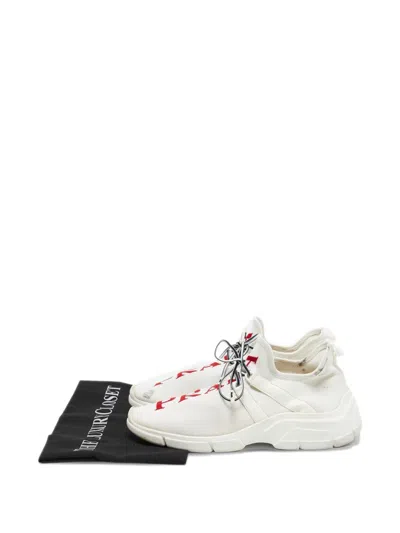 Pre-owned Prada Knit-fabric Sneakers In White