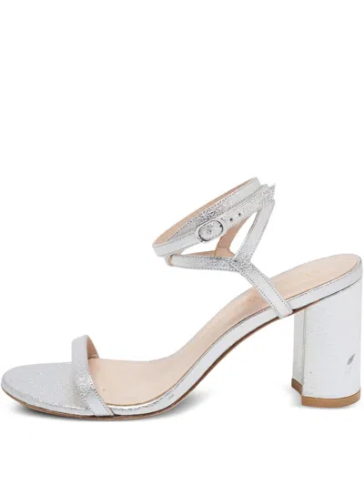 Pre-owned Stuart Weitzman  85mm Leather Heeled Sandals In Gray