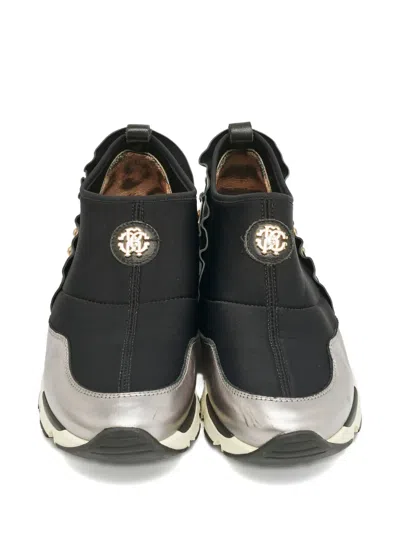 Pre-owned Roberto Cavalli Vintage Crystal-embellished Low-top Sneakers In Black