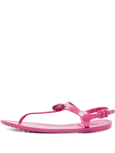 Pre-owned Tod's Vintage Rubber Embellished Sandals In Pink