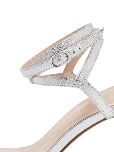 Pre-owned Stuart Weitzman  85mm Leather Heeled Sandals In Gray