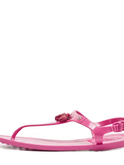 Pre-owned Tod's Vintage Rubber Embellished Sandals In Pink