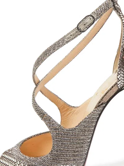 Pre-owned Christian Louboutin Glitter Lame Sandals In Silver