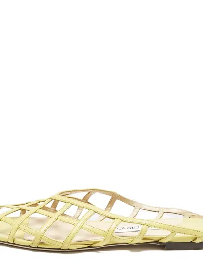 Pre-owned Jimmy Choo Square-toe Flat Sandals In Green