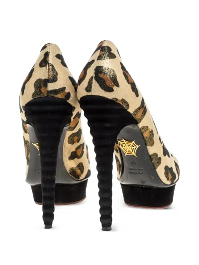 Pre-owned Charlotte Olympia Platform Leopard Pumps In Neutral